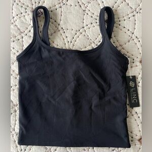 LINC ACTIVE- ribbed tank top, black , size medium- NWT